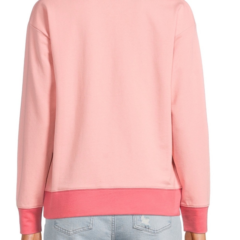 Time and Tru Pink Colorblock Quarter Zip Sweatshirt Pullover Women Large L NWT - Picture 2 of 4